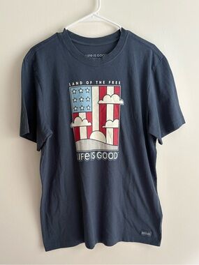 Life is Good Navy 'Land of the Free' and ‘Life is Good’ Graphic Tee